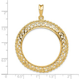 Australian 1 oz Gold Lunar $100 Coin Series 3 Coin Bezel Pendant Prong Set Rope and Scroll in 14k Yellow Gold