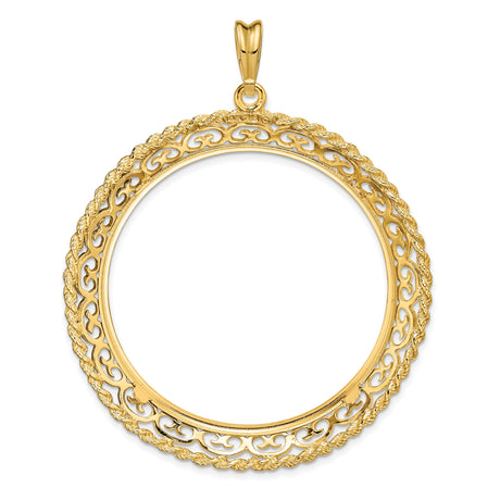 39.5 mm 14k Yellow Gold coin bezel pendant — additional image