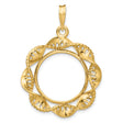 Isle of Man 1/10 oz Gold Cat Coin Bezel Pendant Prong Set Fancy Twisted Ribbon in 14k Yellow Gold