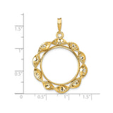 US 1/4 oz Platinum American Eagle $25 Coin Bezel Pendant Prong Set Fancy Twisted Ribbon in 14k Yellow Gold