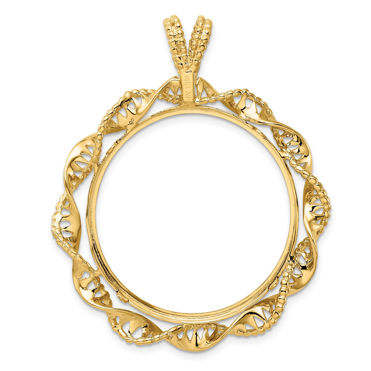 14k Yellow Gold coin bezel for Isle of Man 1/2 Crown Cat — additional image