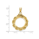 Isle of Man 1/10 oz Gold Cat Coin Bezel Pendant Screw Top Large Diamond-Cut Knotted Rope in 14k Yellow Gold