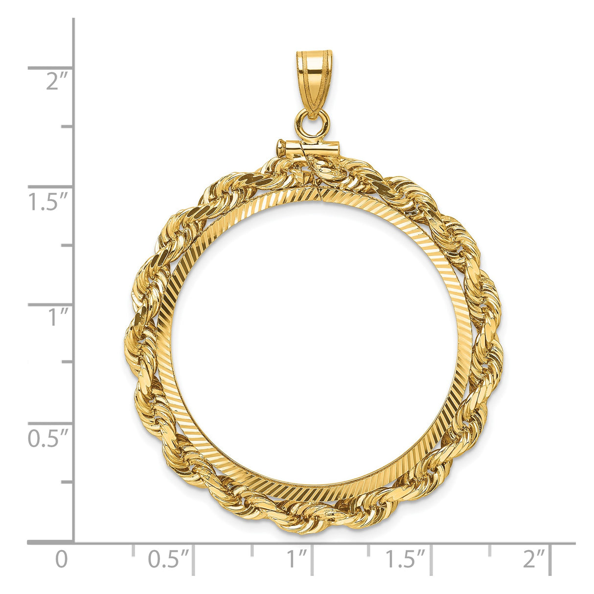 Australian 1 oz Platinum Koala $100 Coin Bezel Pendant Screw Top Large Diamond-Cut Knotted Rope in 14k Yellow Gold