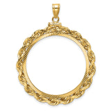 Australian 1 oz Platinum Koala $100 Coin Bezel Pendant Screw Top Large Diamond-Cut Knotted Rope in 14k Yellow Gold
