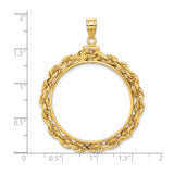 Isle of Man 1/2 oz Gold Cat Coin Bezel Pendant Screw Top Large Knotted Rope in 14k Yellow Gold