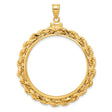 Australian 1 oz Gold Lunar $100 Coin Series 1 Coin Bezel Pendant Screw Top Large Knotted Rope in 14k Yellow Gold