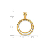 Isle of Man 1/10 oz Gold Cat Coin Bezel Pendant Prong Set Double Circle in 14k Yellow Gold