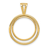 Isle of Man 1/10 oz Gold Cat Coin Bezel Pendant Prong Set Double Circle in 14k Yellow Gold