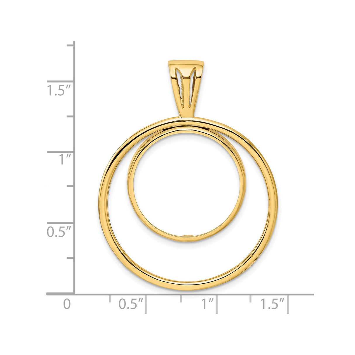 Australian 1/4 oz Gold Kangaroo $25 Coin Bezel Pendant Prong Set Double Circle in 14k Yellow Gold