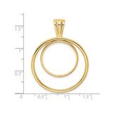 Australian 1/4 oz Gold Kangaroo $25 Coin Bezel Pendant Prong Set Double Circle in 14k Yellow Gold
