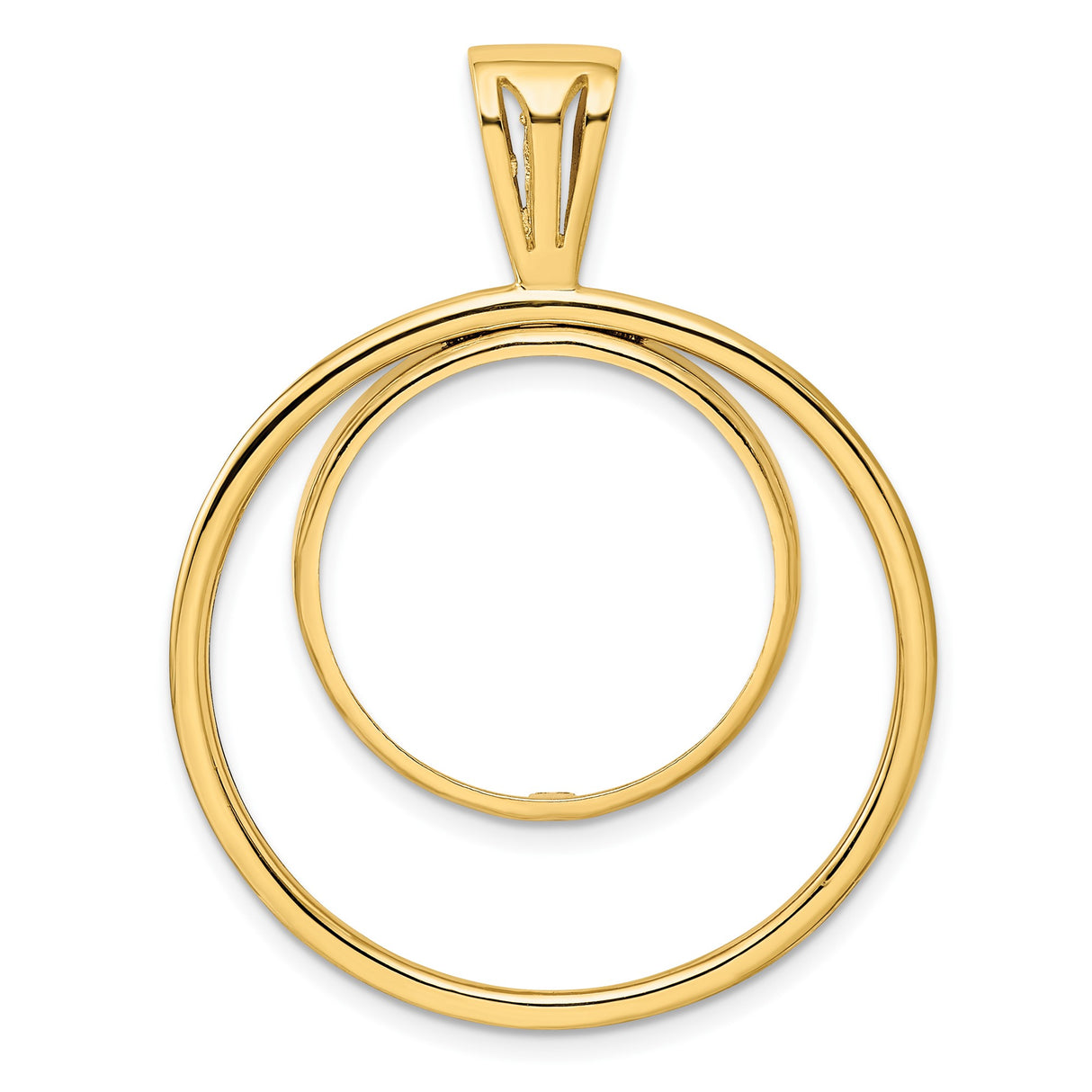 Australian 1/4 oz Gold Kangaroo $25 Coin Bezel Pendant Prong Set Double Circle in 14k Yellow Gold