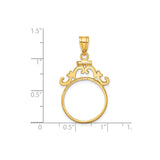 Isle of Man 1/10 oz Gold Cat Coin Bezel Pendant Screw Top French Scroll in 14k Yellow Gold