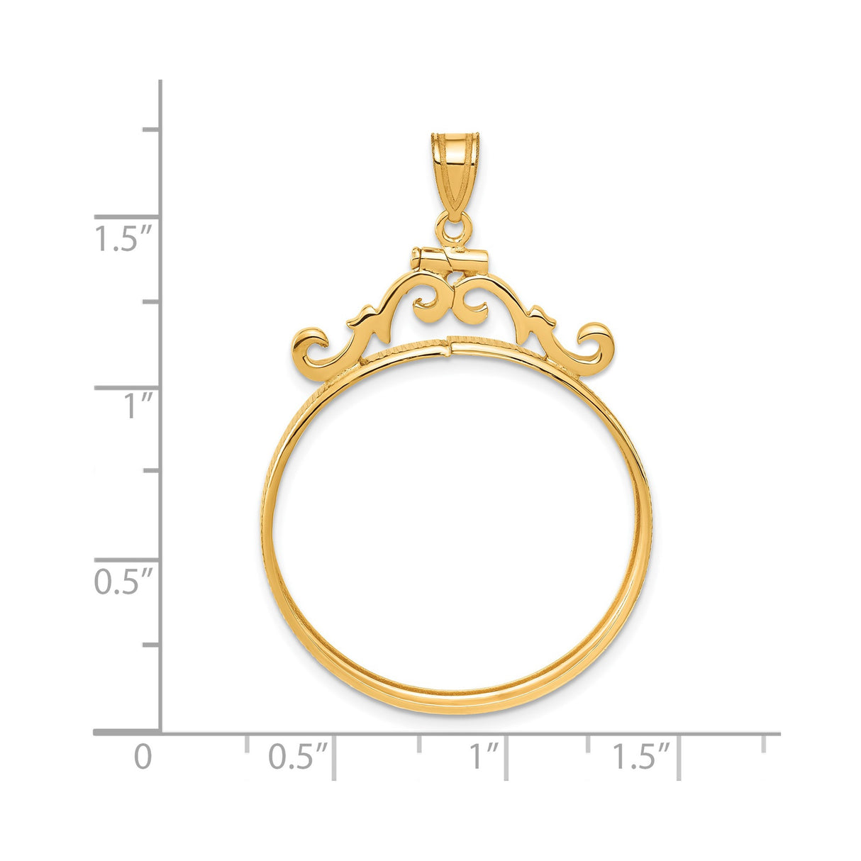 Isle of Man 1/2 oz Gold Cat Coin Bezel Pendant Screw Top French Scroll in 14k Yellow Gold