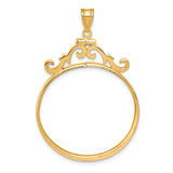 Isle of Man 1/2 oz Gold Cat Coin Bezel Pendant Screw Top French Scroll in 14k Yellow Gold