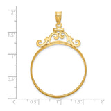 Isle of Man 1 oz Gold Noble £5 Coin Series 2 Coin Bezel Pendant Screw Top French Scroll in 14k Yellow Gold