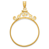Isle of Man 1 oz Gold Noble £5 Coin Series 2 Coin Bezel Pendant Screw Top French Scroll in 14k Yellow Gold