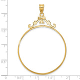 39.5 mm Coin Bezel Pendant French Scroll Screw Top in 14k Yellow Gold