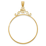 39.5 mm Coin Bezel Pendant French Scroll Screw Top in 14k Yellow Gold