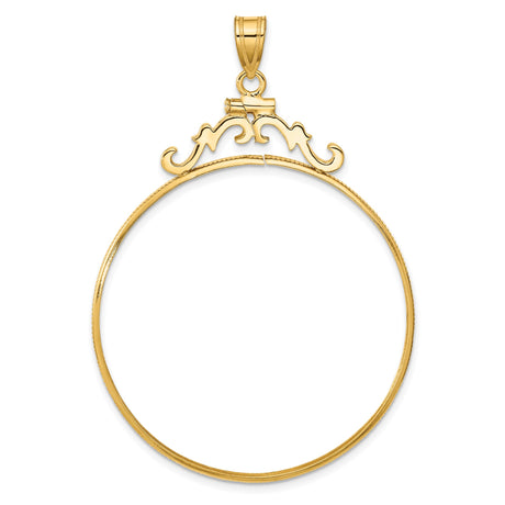 39.5 mm Coin Bezel Pendant French Scroll Screw Top in 14k Yellow Gold