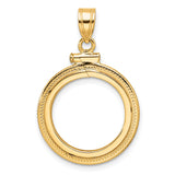 Australian 1/10 oz Gold Kangaroo $15 Coin Bezel Pendant Screw Top Foxtail Chain in 14k Yellow Gold