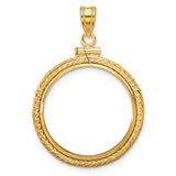 US 1/4 oz Platinum American Eagle $25 Coin Bezel Pendant Screw Top Foxtail Chain in 14k Yellow Gold