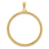 Australian 1 oz Gold Lunar $100 Coin Series 2 Coin Bezel Pendant Screw Top Foxtail Chain in 14k Yellow Gold