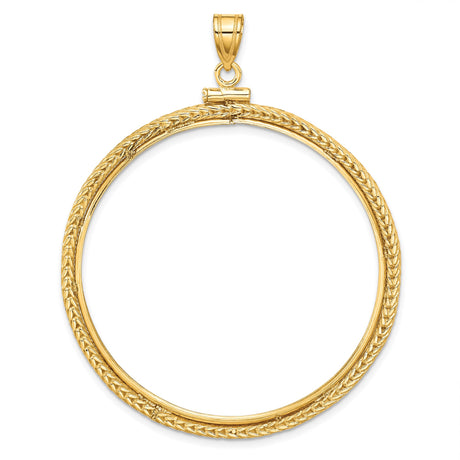 39.5 mm Coin Bezel Pendant Foxtail Chain Screw Top in 14k Yellow Gold