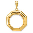 Australian 1/10 oz Gold Lunar $15 Coin Series 1 Coin Bezel Pendant Prong Set Bold Octagonal Frame in 14k Yellow Gold