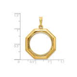 Australian 1/4 oz Gold Lunar $25 Coin Series 1 Coin Bezel Pendant Prong Set Bold Octagonal Frame in 14k Yellow Gold