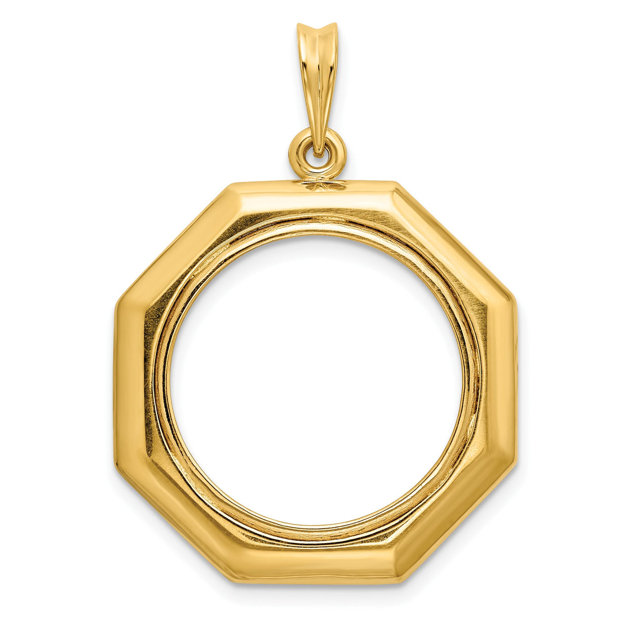 Australian 1/4 oz Gold Lunar $25 Coin Series 1 Coin Bezel Pendant Prong Set Bold Octagonal Frame in 14k Yellow Gold
