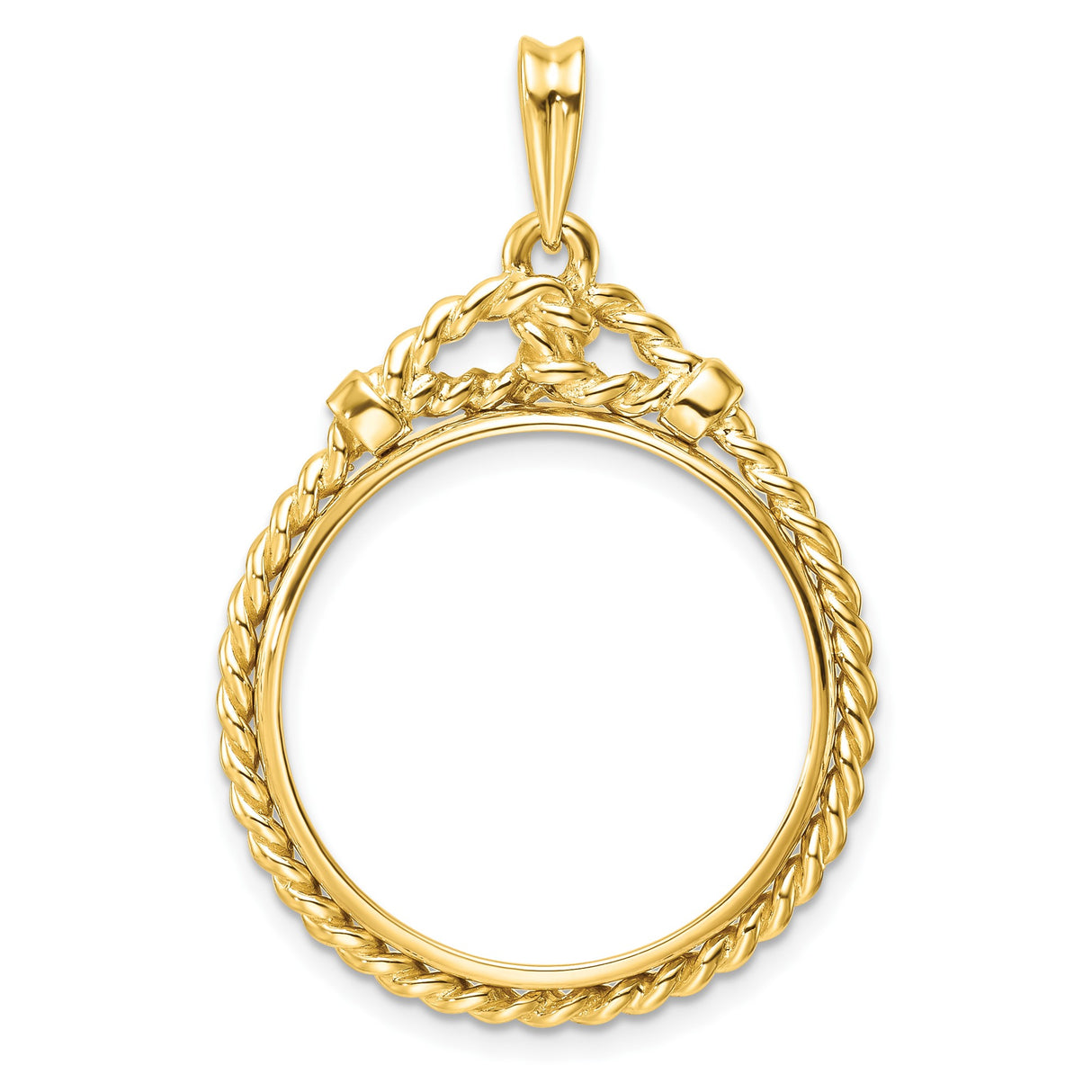 US 1/4 oz Platinum American Eagle $25 Coin Bezel Pendant Prong Set Western Rope in 14k Yellow Gold