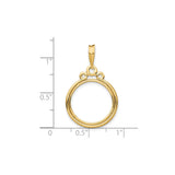 Australian 1/10 oz Gold Koala $15 Coin Bezel Pendant Prong Set Circle Top in 14k Yellow Gold