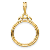 Australian 1/10 oz Gold Koala $15 Coin Bezel Pendant Prong Set Circle Top in 14k Yellow Gold