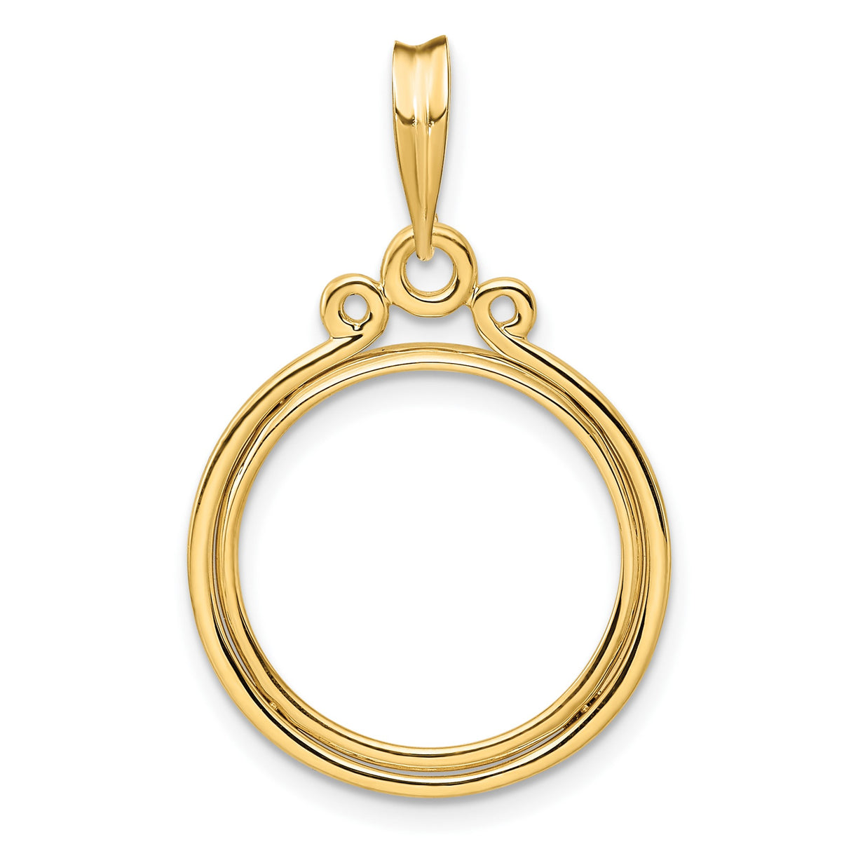 Isle of Man 1/10 oz Gold Cat Coin Bezel Pendant Prong Set Circle Top in 14k Yellow Gold