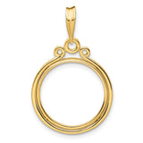 Isle of Man 1/10 oz Gold Cat Coin Bezel Pendant Prong Set Circle Top in 14k Yellow Gold