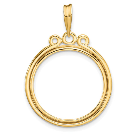 UK 1/4 oz Platinum Britannia £25 Coin Bezel Pendant Prong Set Circle Top in 14k Yellow Gold