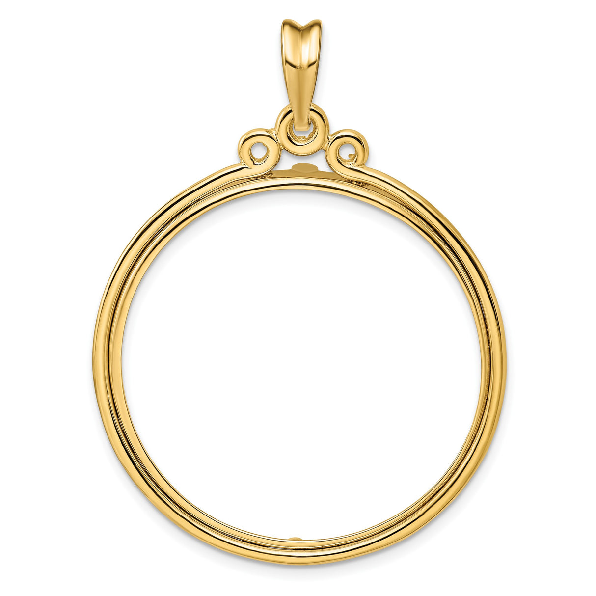 US 1 oz Platinum American Eagle $100 Coin Bezel Pendant Prong Set Circle Top in 14k Yellow Gold