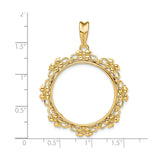 US 1/2 oz Platinum American Eagle $50 Coin Bezel Pendant Prong Set Flower Blossom in 14k Yellow Gold