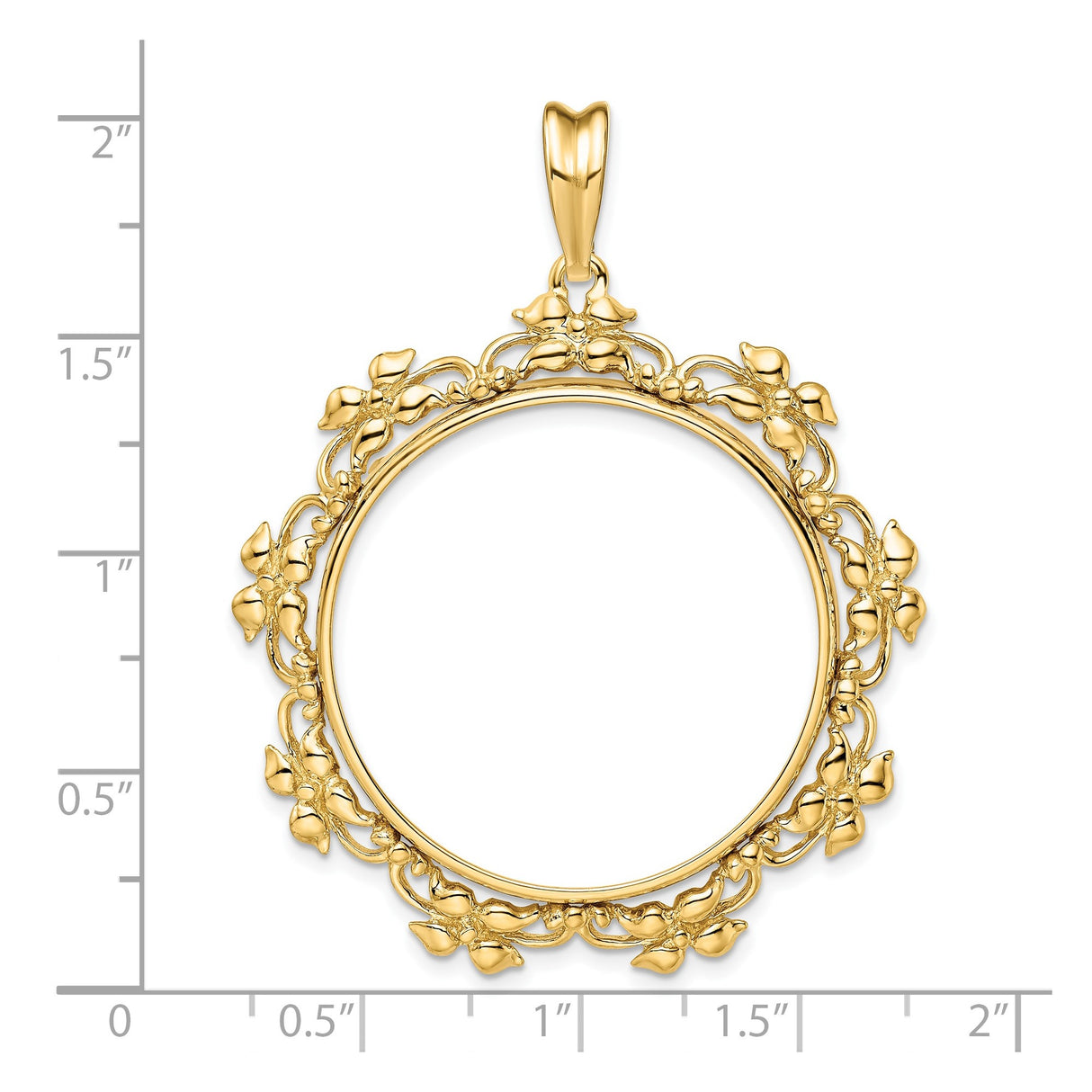 Isle of Man 1/2 oz Gold Cat Coin Bezel Pendant Prong Set Flower Blossom in 14k Yellow Gold