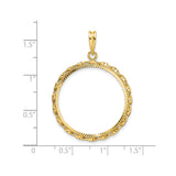 Australian 1/2 oz Gold Lunar $50 Coin Series 1 Coin Bezel Pendant Prong Set Diamond-Cut Twisted Ribbon in 14k Yellow Gold