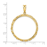 Australian 1 oz Platinum Koala $100 Coin Bezel Pendant Prong Set Diamond-Cut Twisted Ribbon in 14k Yellow Gold