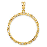 Australian 1 oz Platinum Koala $100 Coin Bezel Pendant Prong Set Diamond-Cut Twisted Ribbon in 14k Yellow Gold