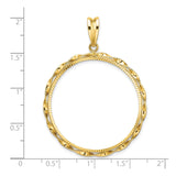 Isle of Man 1 oz Gold Noble £5 Coin Series 3 Coin Bezel Pendant Prong Set Diamond-Cut Twisted Ribbon in 14k Yellow Gold