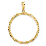 Isle of Man 1 oz Gold Angel £5 Coin Series 1 Coin Bezel Pendant Prong Set Diamond-Cut Twisted Ribbon in 14k Yellow Gold