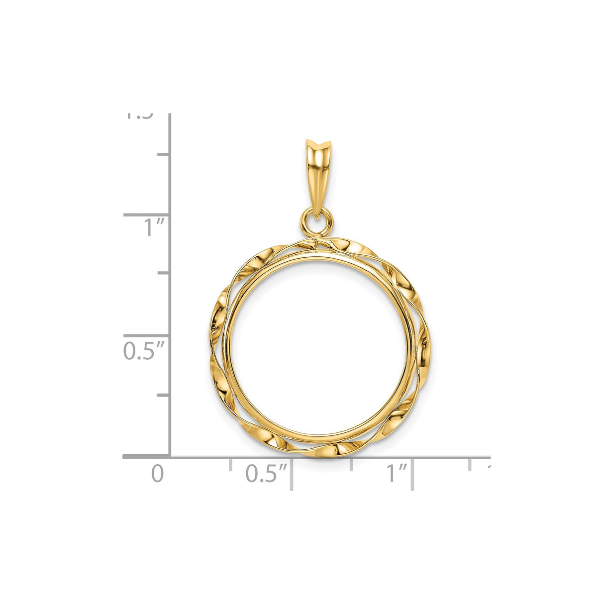 Australian 1/4 oz Gold Kangaroo $25 Coin Bezel Pendant Prong Set Twisted Ribbon in 14k Yellow Gold