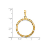 US 1/4 oz Platinum American Eagle $25 Coin Bezel Pendant Prong Set Twisted Ribbon in 14k Yellow Gold