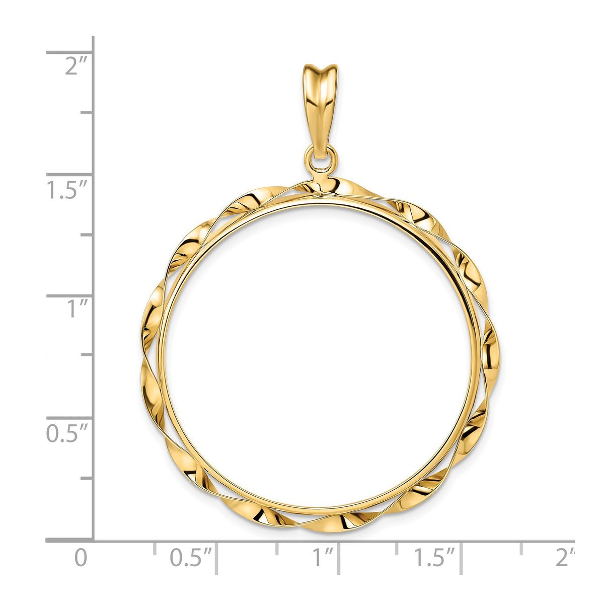 US 1 oz Platinum American Eagle $100 Coin Bezel Pendant Prong Set Twisted Ribbon in 14k Yellow Gold
