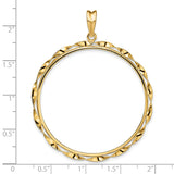 39.5 mm Coin Bezel Pendant Twisted Ribbon Prong Set in 14k Yellow Gold