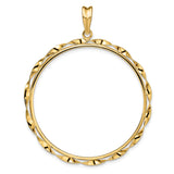 39.5 mm Coin Bezel Pendant Twisted Ribbon Prong Set in 14k Yellow Gold