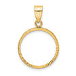 Isle of Man 1/10 oz Gold Cat Coin Bezel Pendant Prong Set Diamond-Cut Polished in 10k Yellow Gold